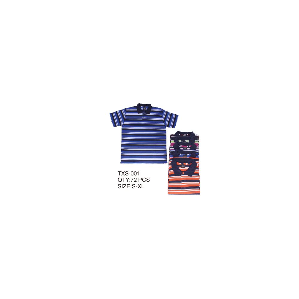 36 Pieces Men's Stripe Polo Shirt - Mens Polo Shirts