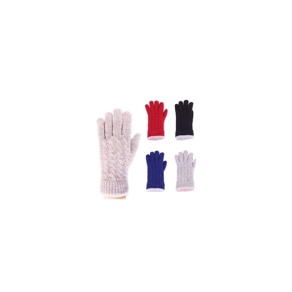 24 Wholesale Womens Fashion Warm Winter Gloves Textured Assorted Colors