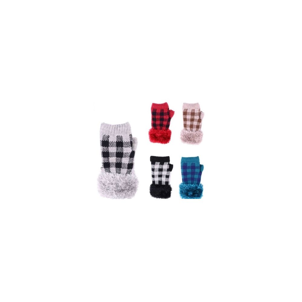 24 Wholesale Womens Fashion Winter Fingerless Glove Assorted Colors