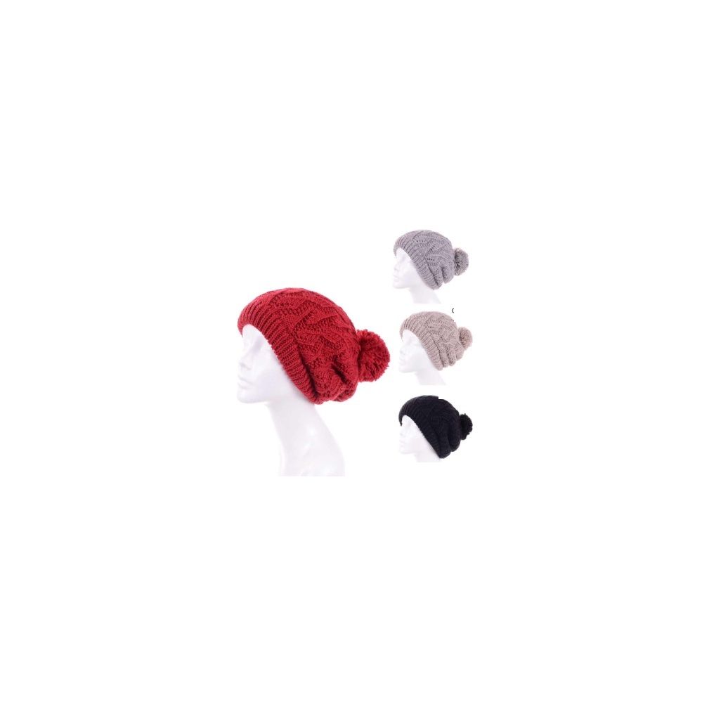 24 pieces of Womens Fashion Winter Hat Assorted Colors With Pom Pom