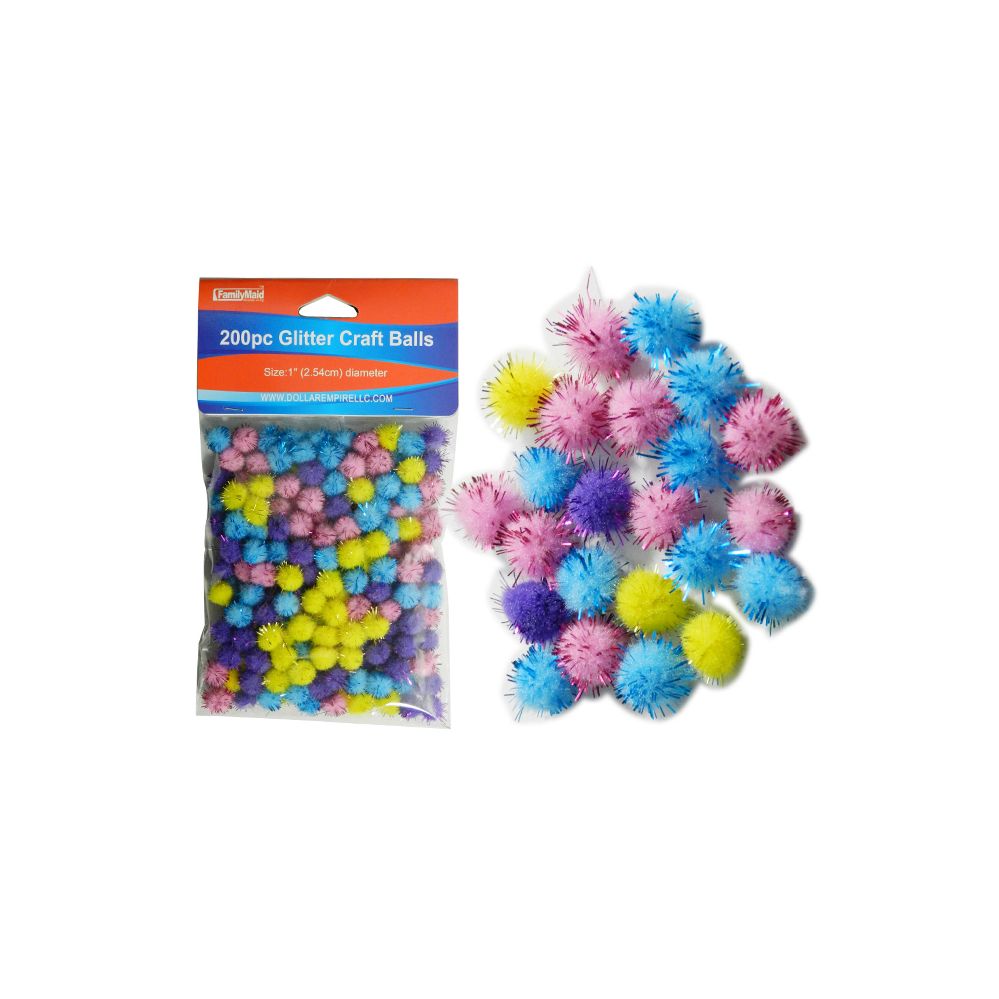 144 Wholesale 200 Piece Craft Balls With Glitter