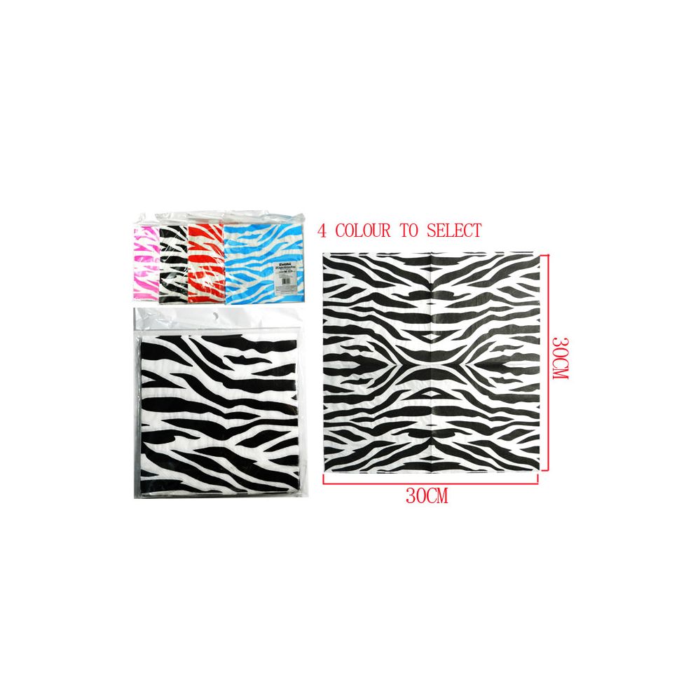 144 Pieces of 20 Piece Zebra Print Napkins