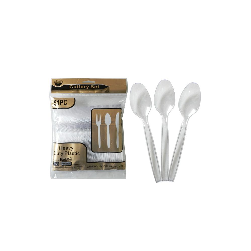 72 Wholesale 51pc Clear Plastic Spoons