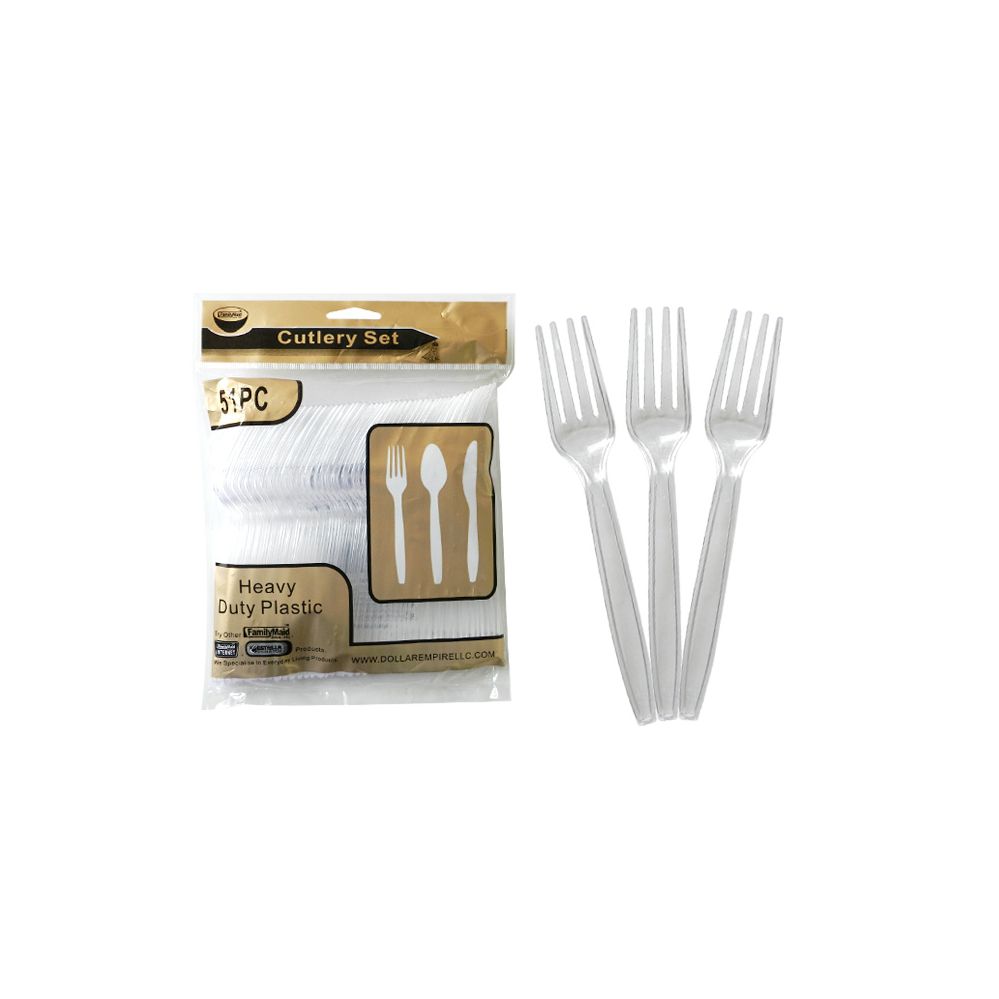 72 Wholesale 51pc Clear Plastic Fork