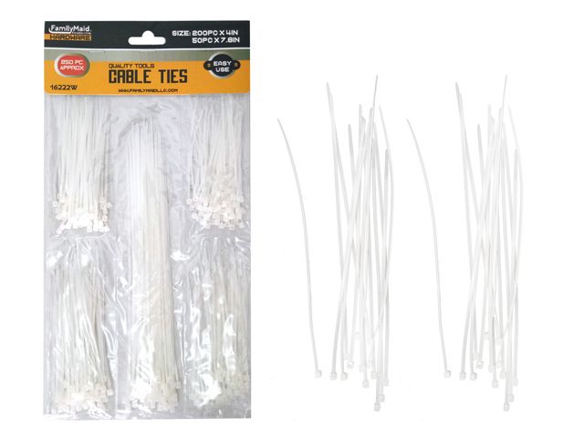144 Pieces of 250 Piece White Cable Ties