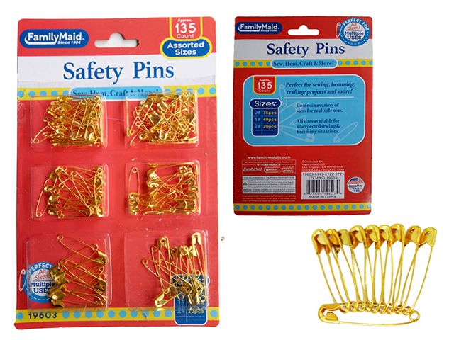 144 Pieces of 135 Piece Gold Safety Pins