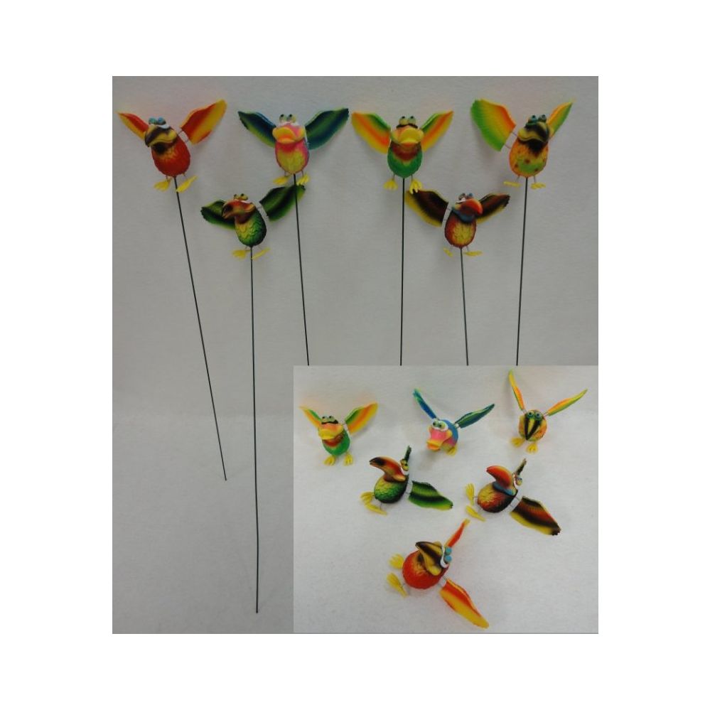 48 Pieces of Yard Stake [jumbo Tropical Birds With Springing Wings]