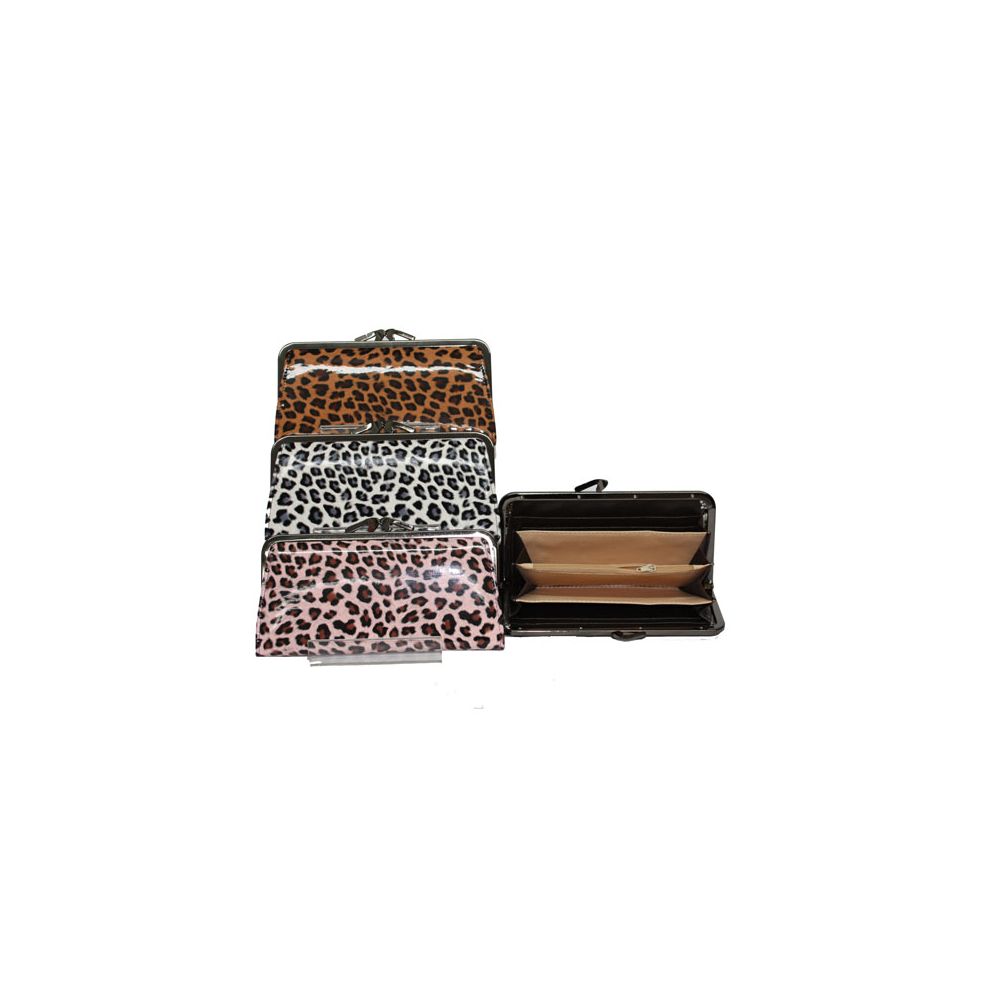 96 Wholesale SnaP-Close Wallet W/ Leopard Print