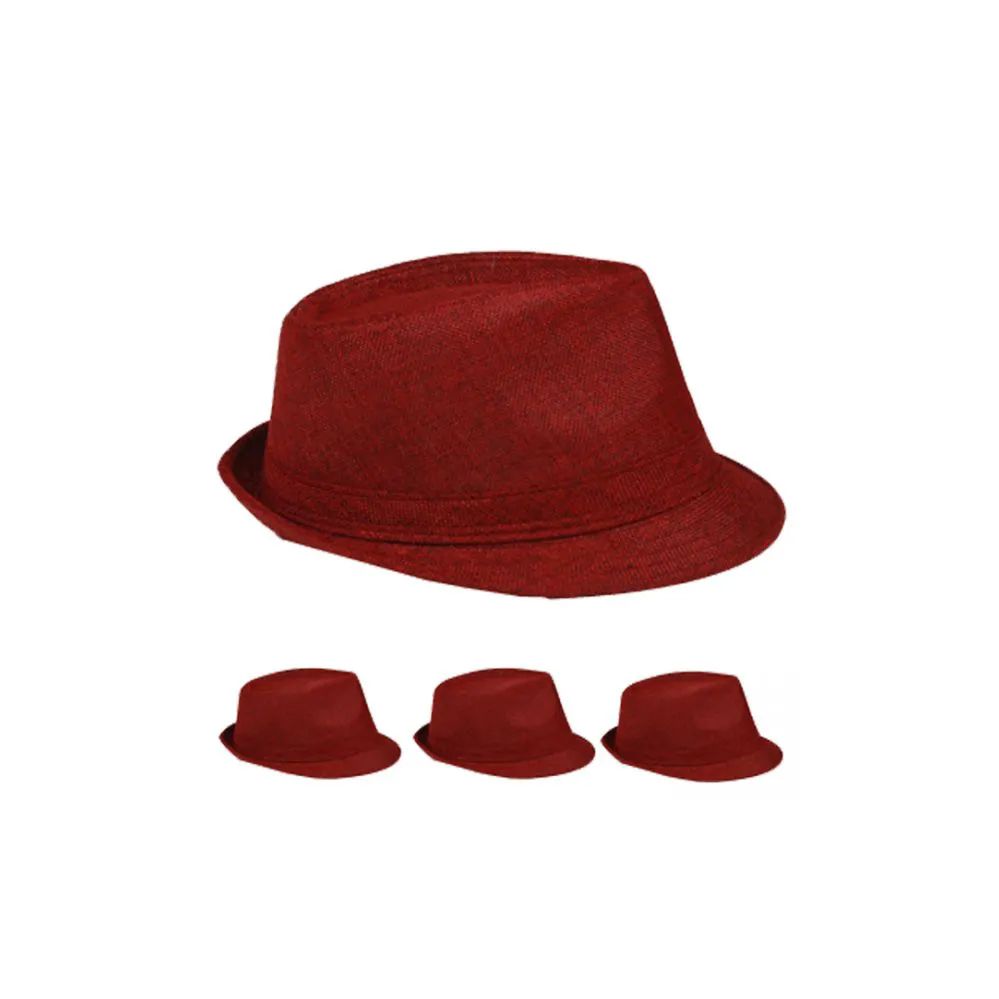 12 Wholesale Dark Red Fedora Hat