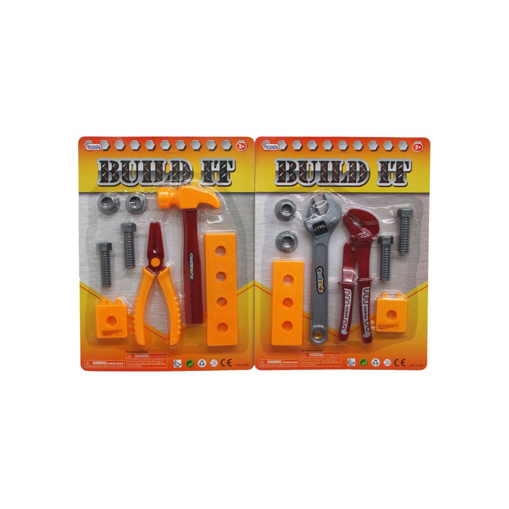 72 Wholesale 8pc Build It Tool Play Set In Blister Card