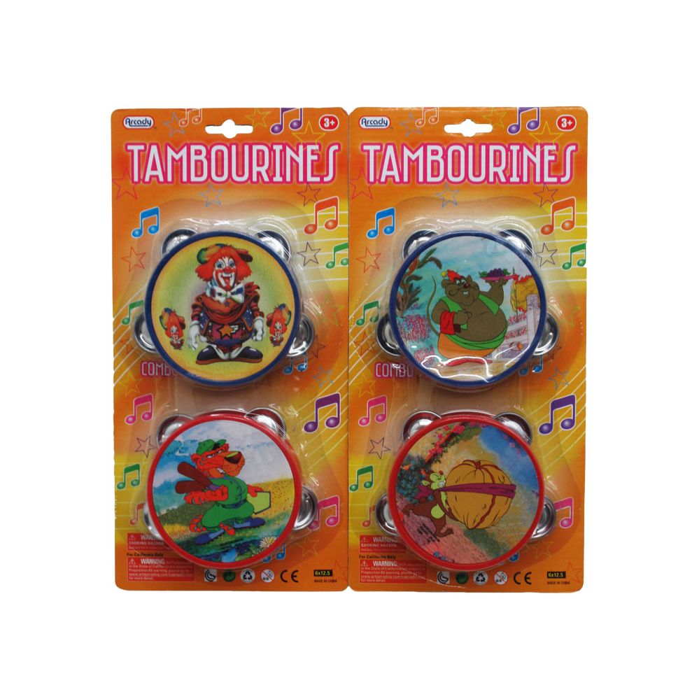 48 Pieces of 2pc 4" Tambourine Set In Blister Card