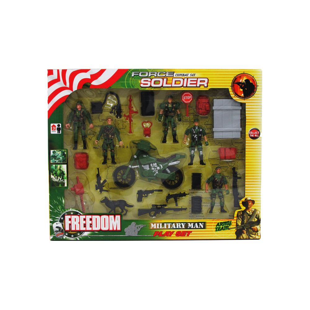 18 Wholesale 24pc Army Force Play Set In Window Box