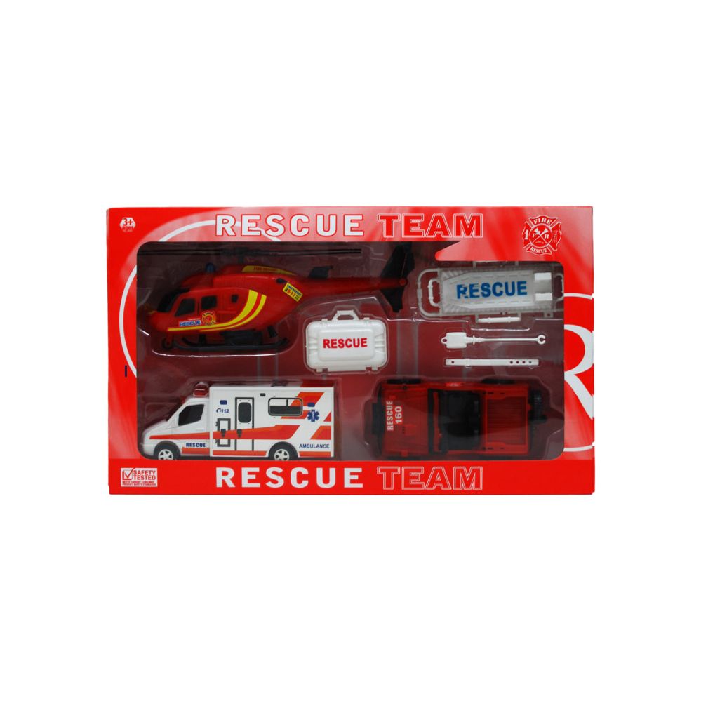12 Wholesale 3 Vehicle Rescue Team Play Set W/accss In Window Box