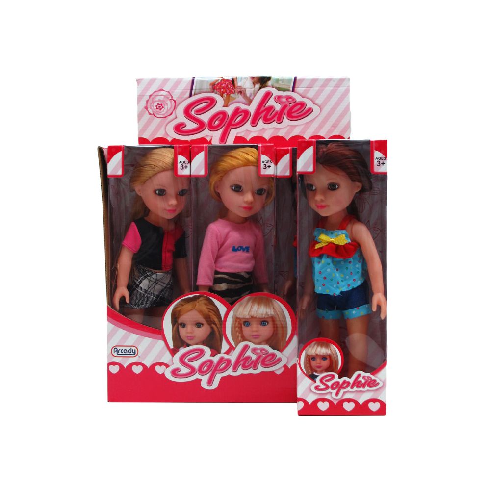 36 Pieces of 9pc 12.75" Sophie Doll In Color Display Box,