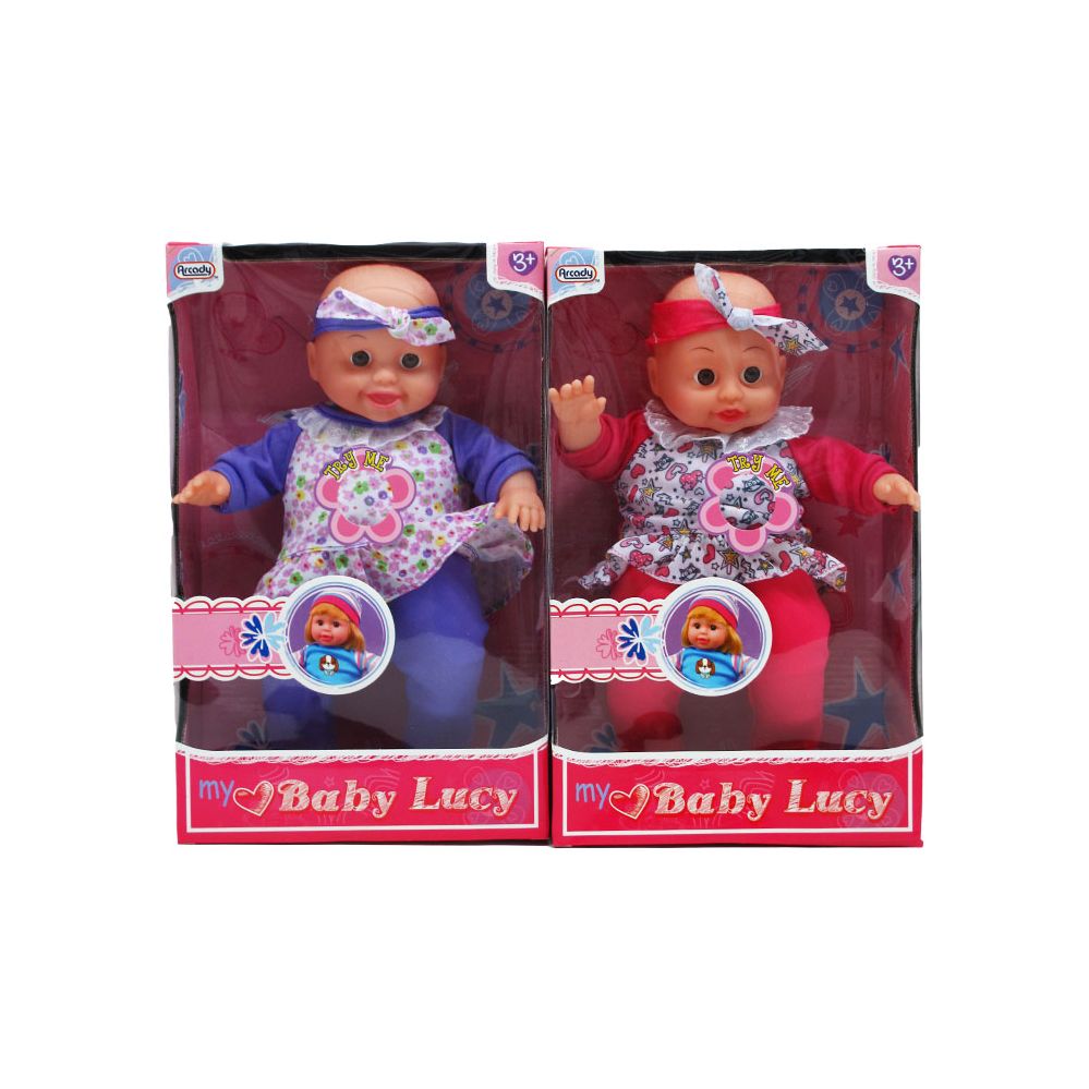 18 Pieces of 12" B/o Baby Lucy Doll W/accss & 4 Sounds In Window Box