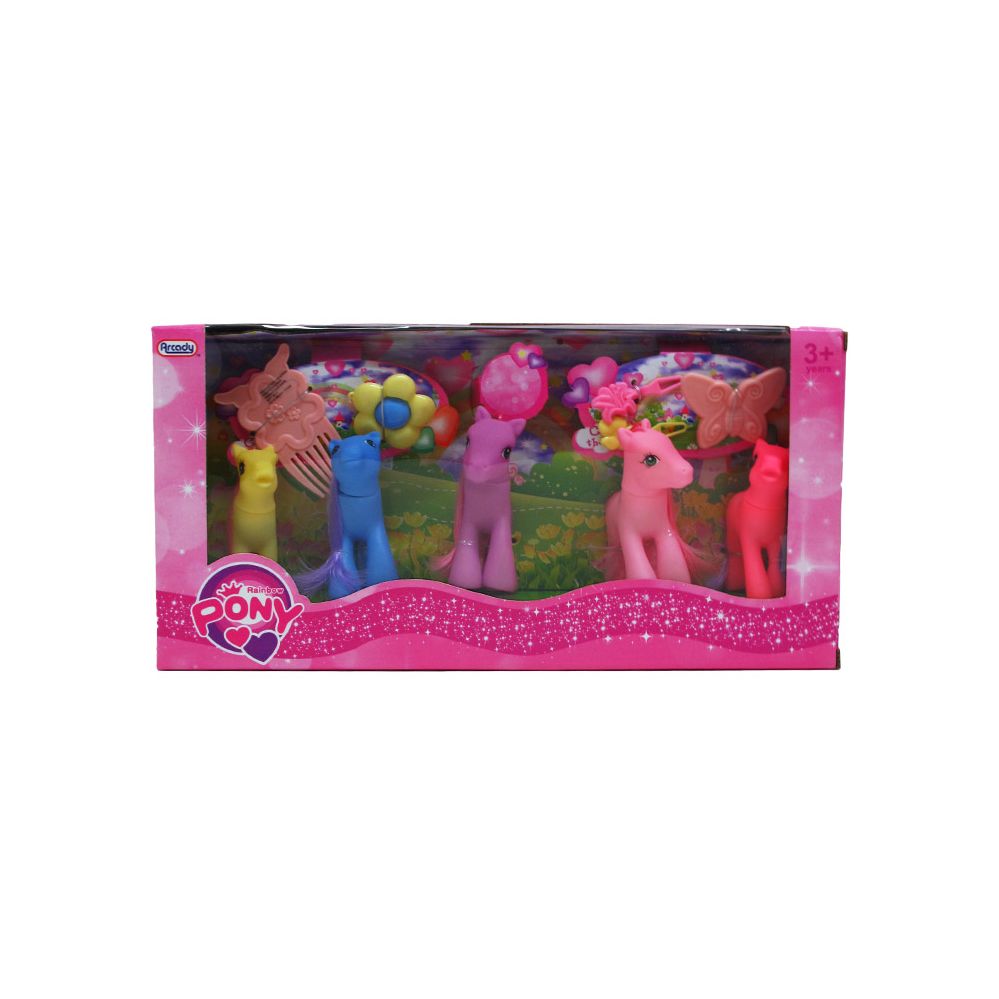 24 Wholesale Rainbow Ponies Set With Accessories In Window Box
