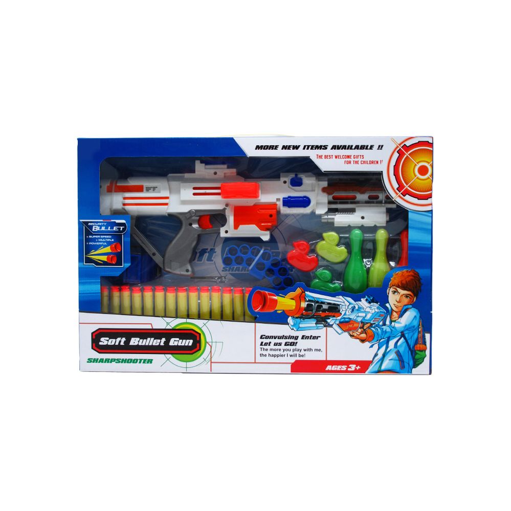 12 Wholesale 17" Foam Toy Machine Gun W/targets In Window Box