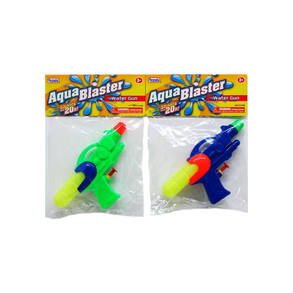 144 Wholesale 7" Water Gun In Poly Bag W/ Header, 3 Assrt Colors