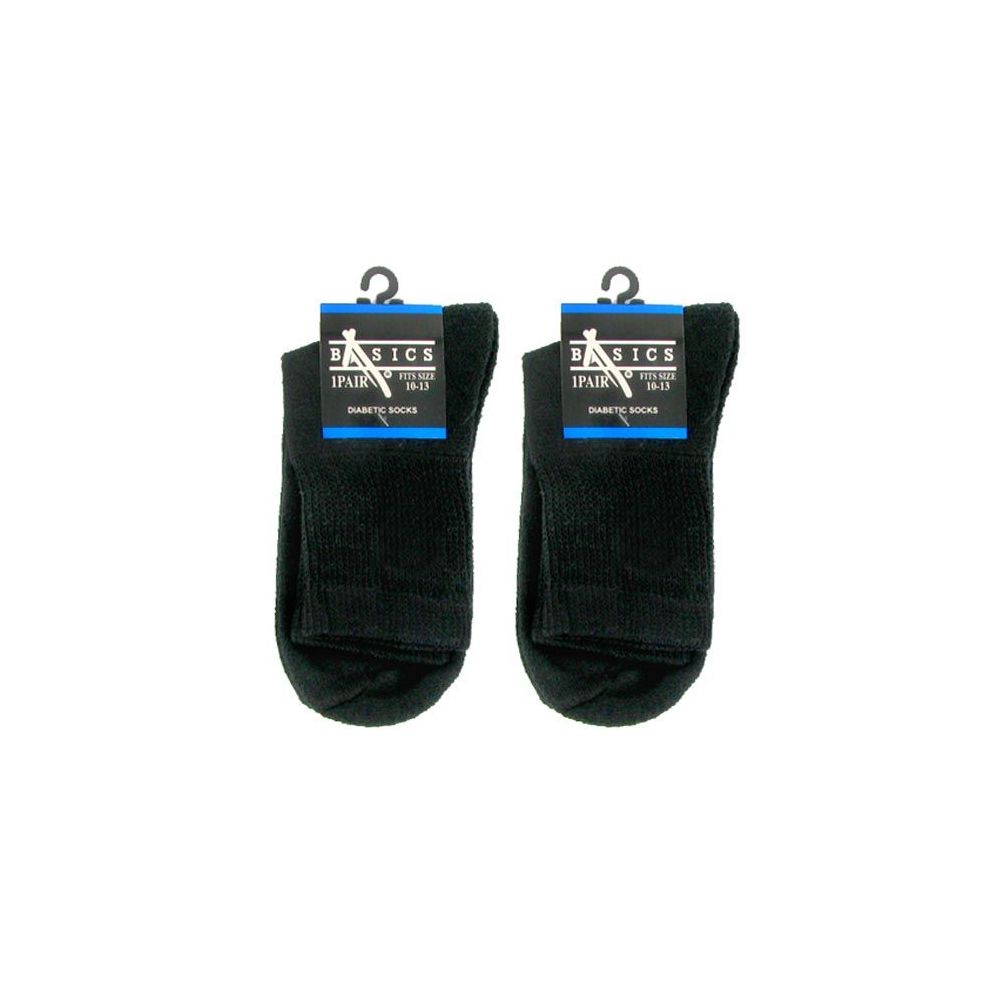 120 Pairs Diabetic Crew Socks 10-13 Black Basics Singe Pair - Men's Diabetic Socks