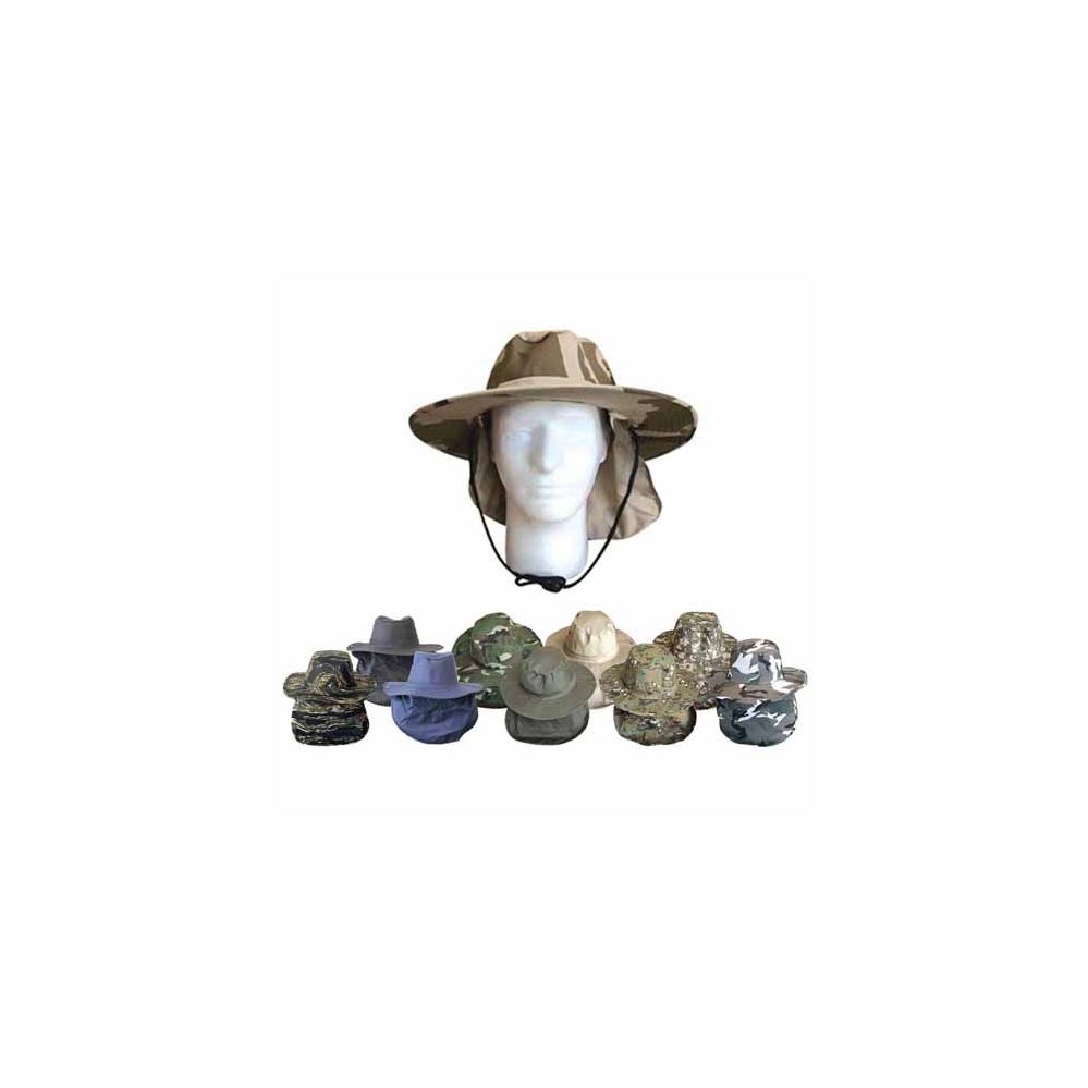 48 Pieces Wholesale Safari Bucket Hat With Ear Neck Flap - Bucket Hats
