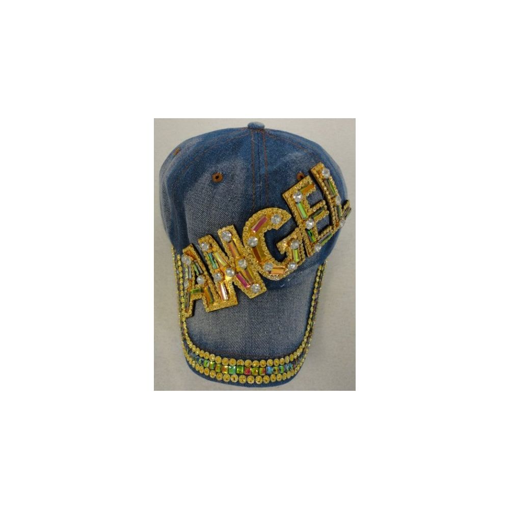 18 Pieces of Denim Hat With Bling Gold Angel