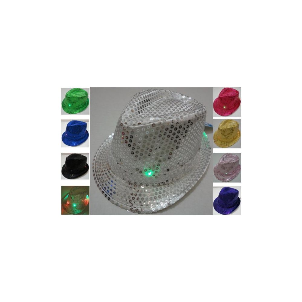 24 Wholesale Sequin Fedora Hat With Lights