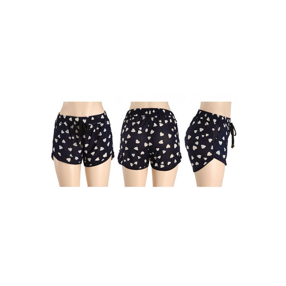 48 Wholesale Womans Heart Printed Shorts