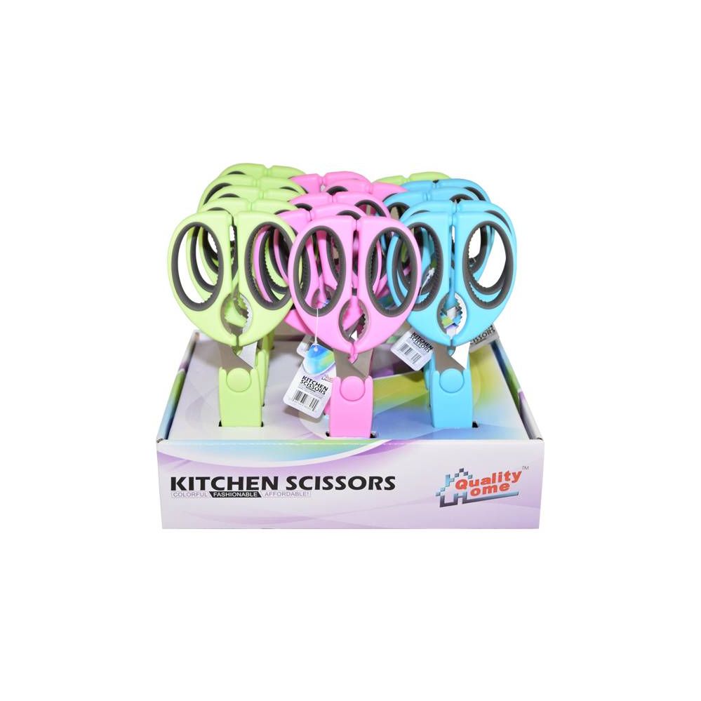 30 Pieces Kitchen Scissors Display Assorted Colors 8" - Scissors