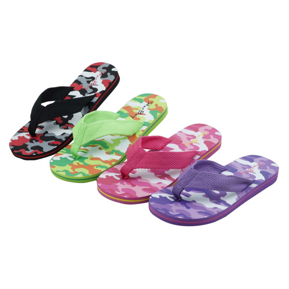 48 Pairs of Girls Camo Printed Flip Flop (assorted Colors)