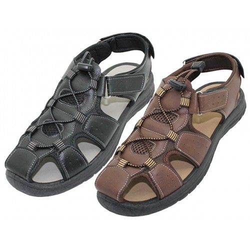 24 Wholesale Men's Hiker Velcro Sandals