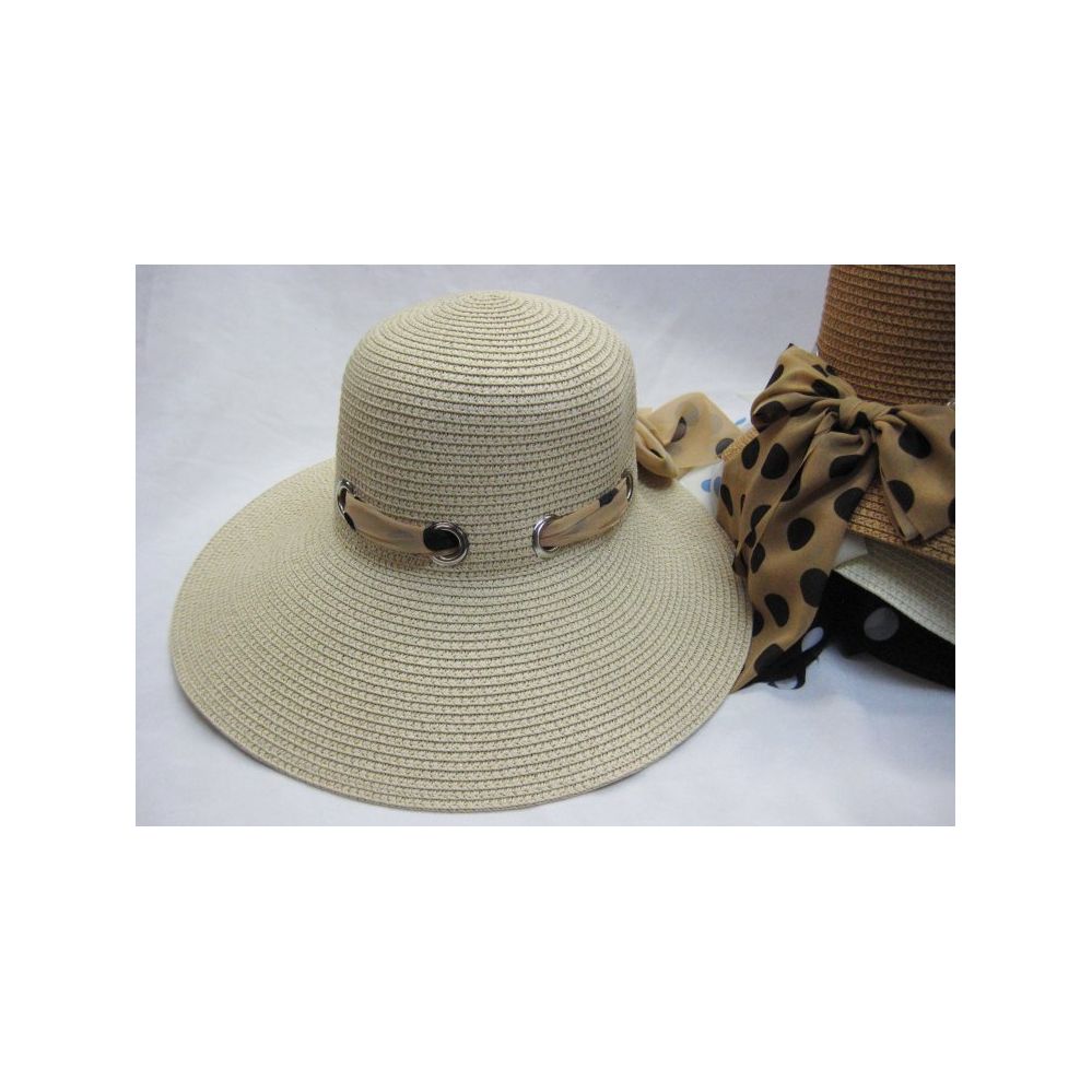 24 Wholesale Ladies Summer Polka Dot Visor Hat
