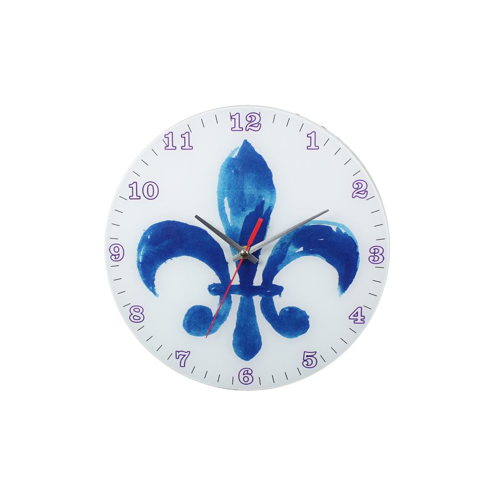 12 Wholesale Glass Wall Clock White And Blue