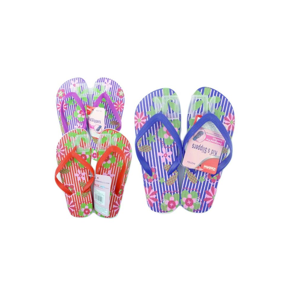 72 Pairs of Girl's Floral Print Flip Flop