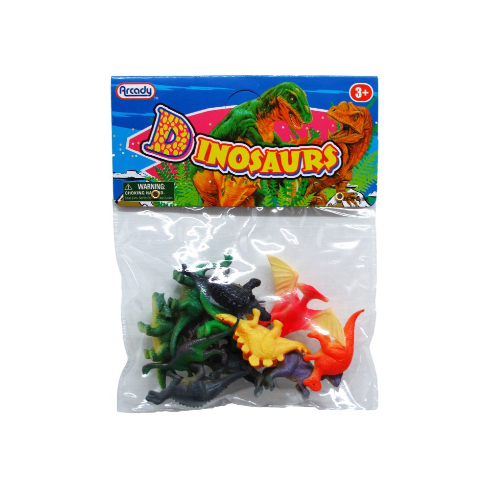 108 Wholesale 12pc 2" Plastic Dinosaurs In Poly Bag W/header