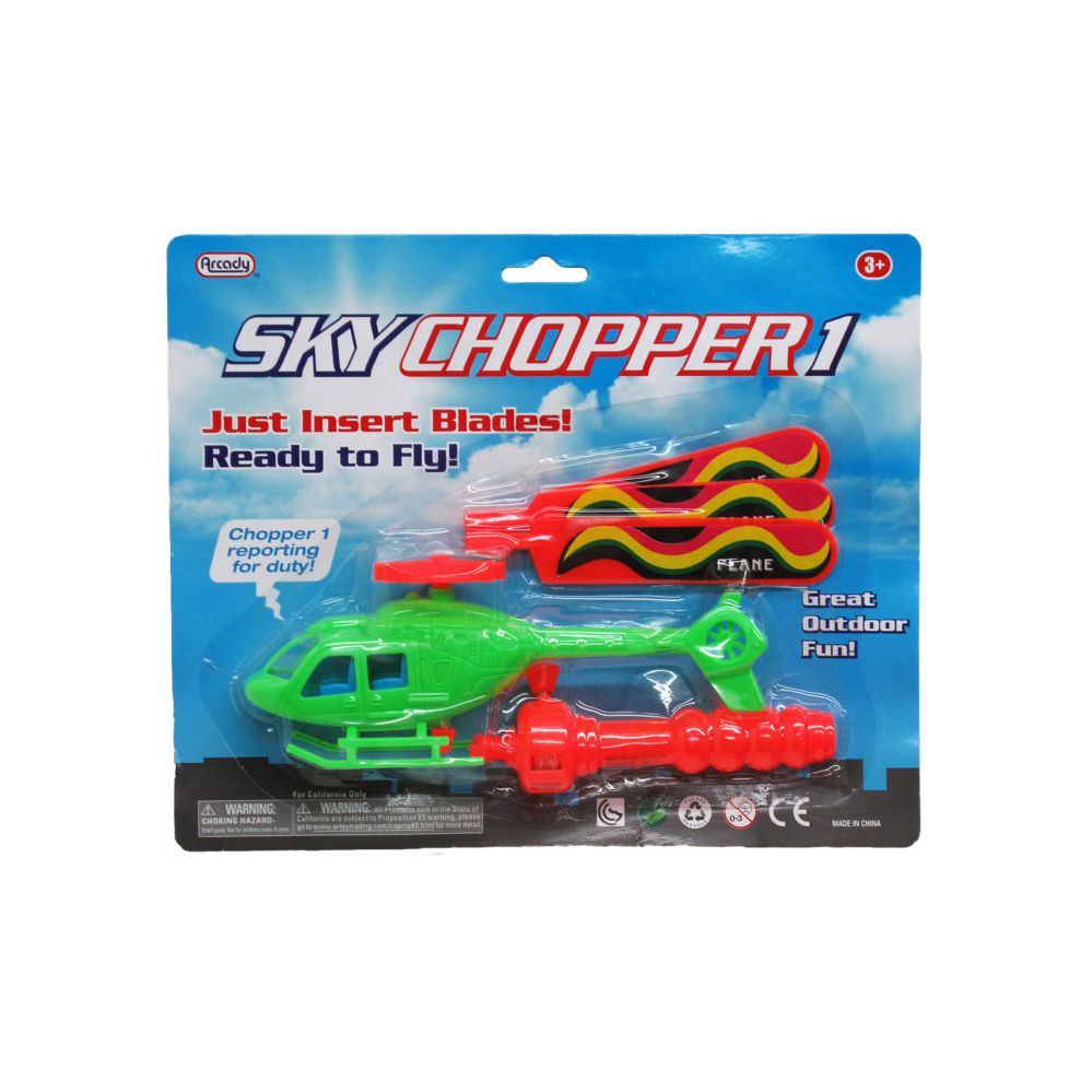 48 Wholesale 7" Pull A Line Sky Toy Chopper Blister Carded