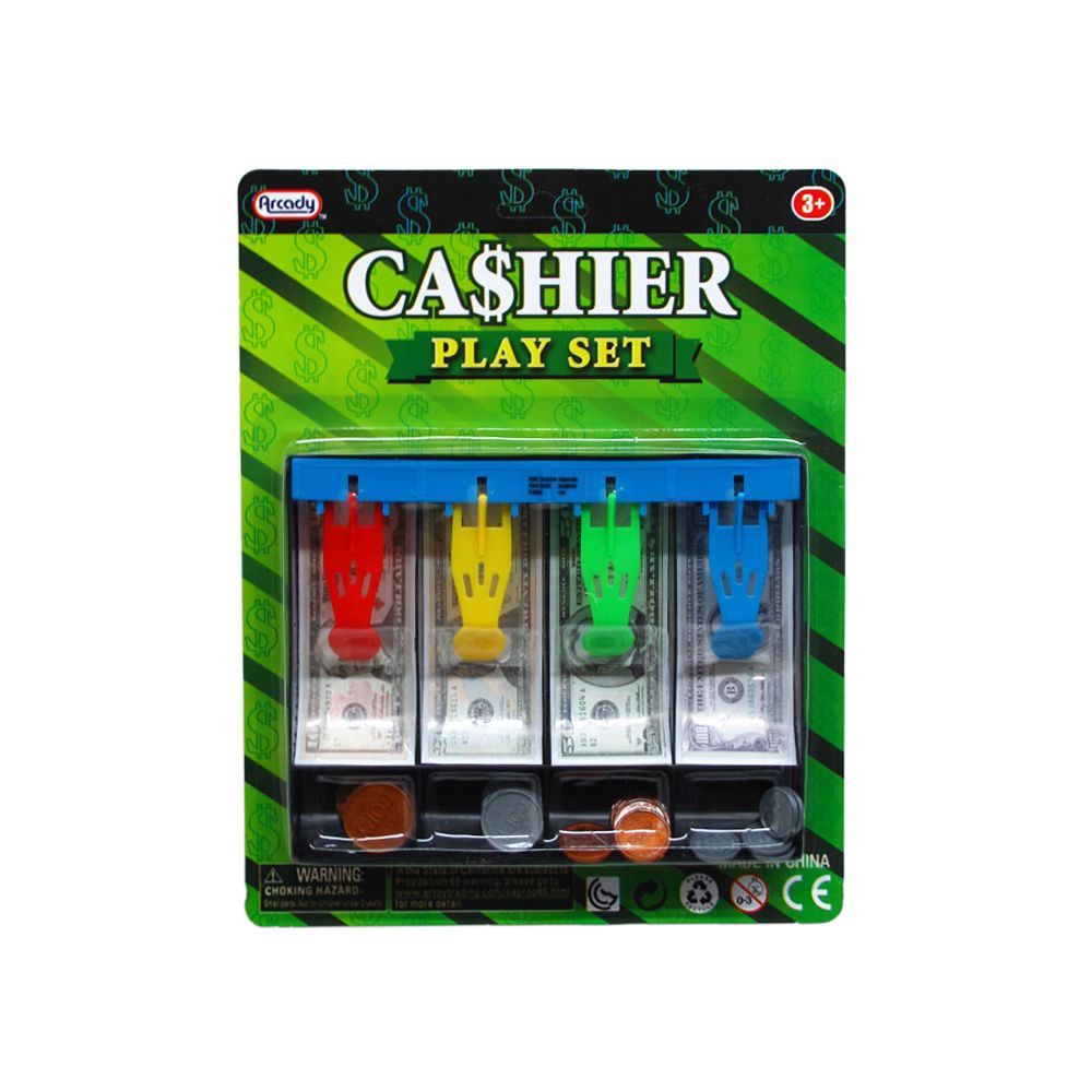 96 Wholesale Playing Money Cash Drawer W/coins In Blister Card