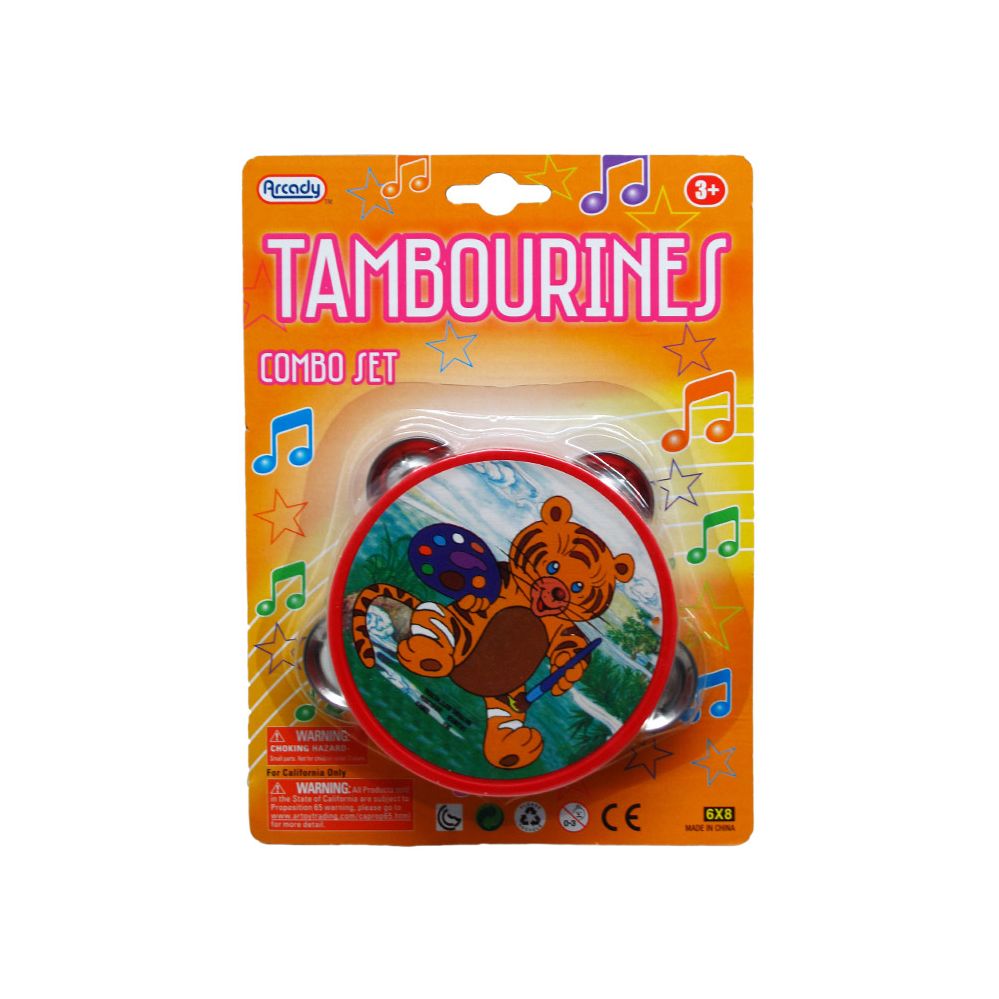144 Pieces of 4" Tambourine In Blister Card, Four Assorted
