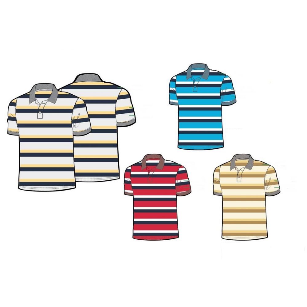 24 Pieces of Mens 100% Cotton Striped Polo Shirt