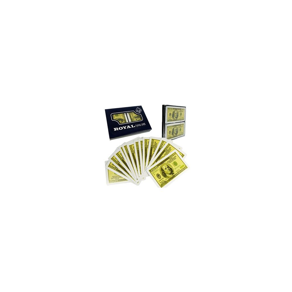 48 Pieces of 2-Pack $100 Bill Plastic Coated Playing Cards.