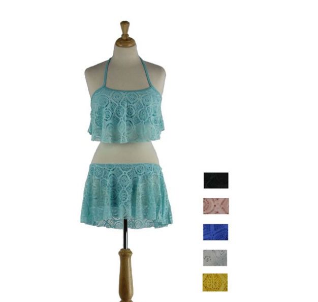 Flesh-covering Suspender Print Two-piece Swimsuit