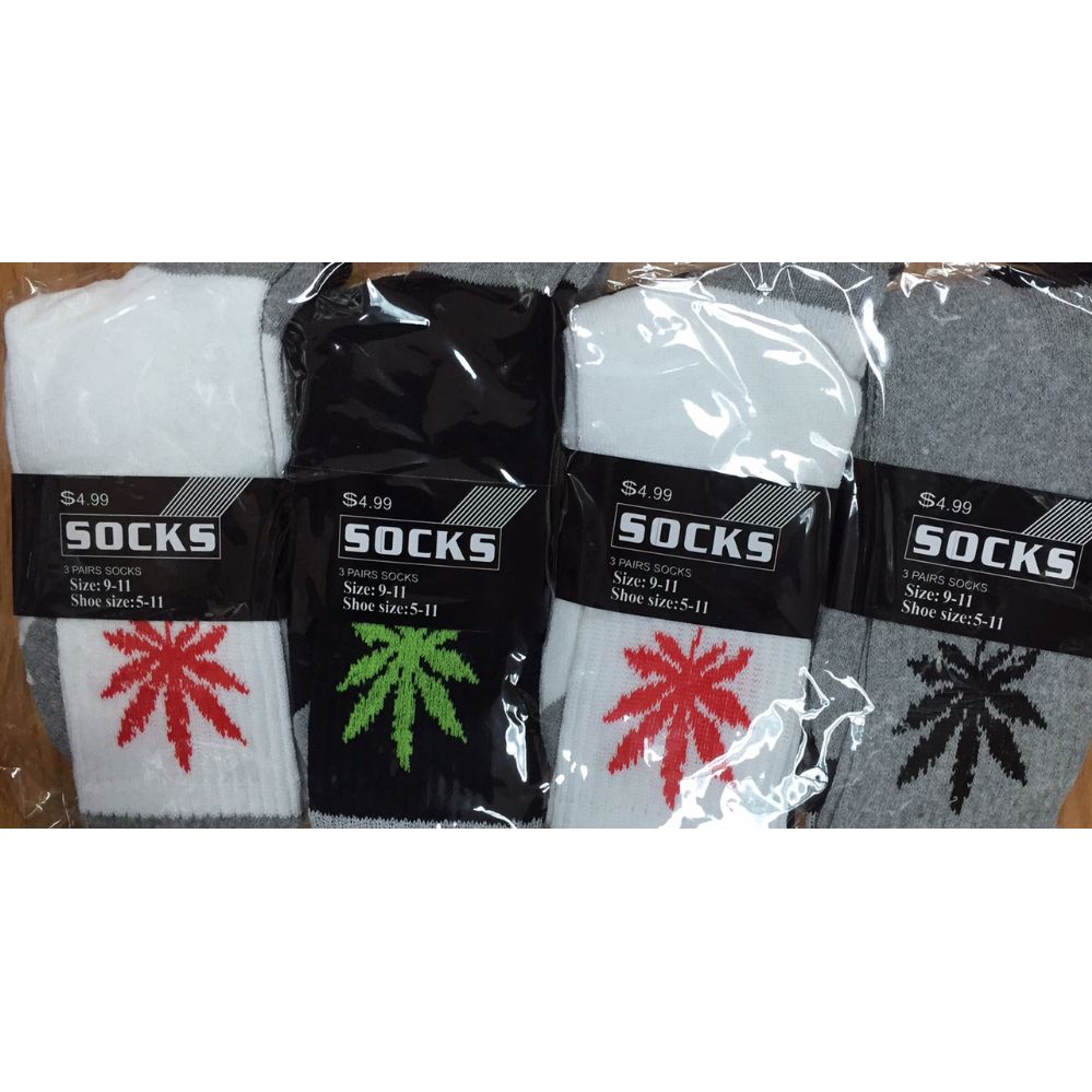 240 Wholesale Unisex Marijuana Printed Crew Socks
