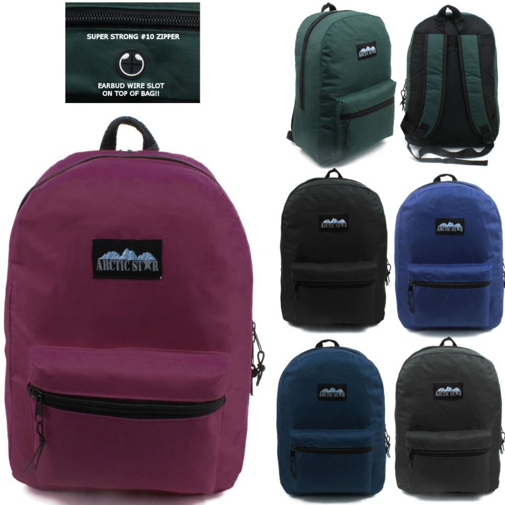 24 Wholesale Arctic Star 17 Inch Backpack Assorted Colors
