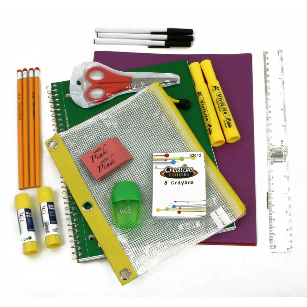 40 Pieces of 16 Piece Universal School Supply Kit For Students From Grades K-12