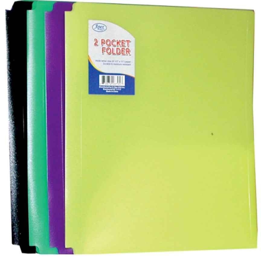 48 Pieces of 2 Pocket Poly Folder, 3 Holes, Neon, Asst. Colors, in Display 