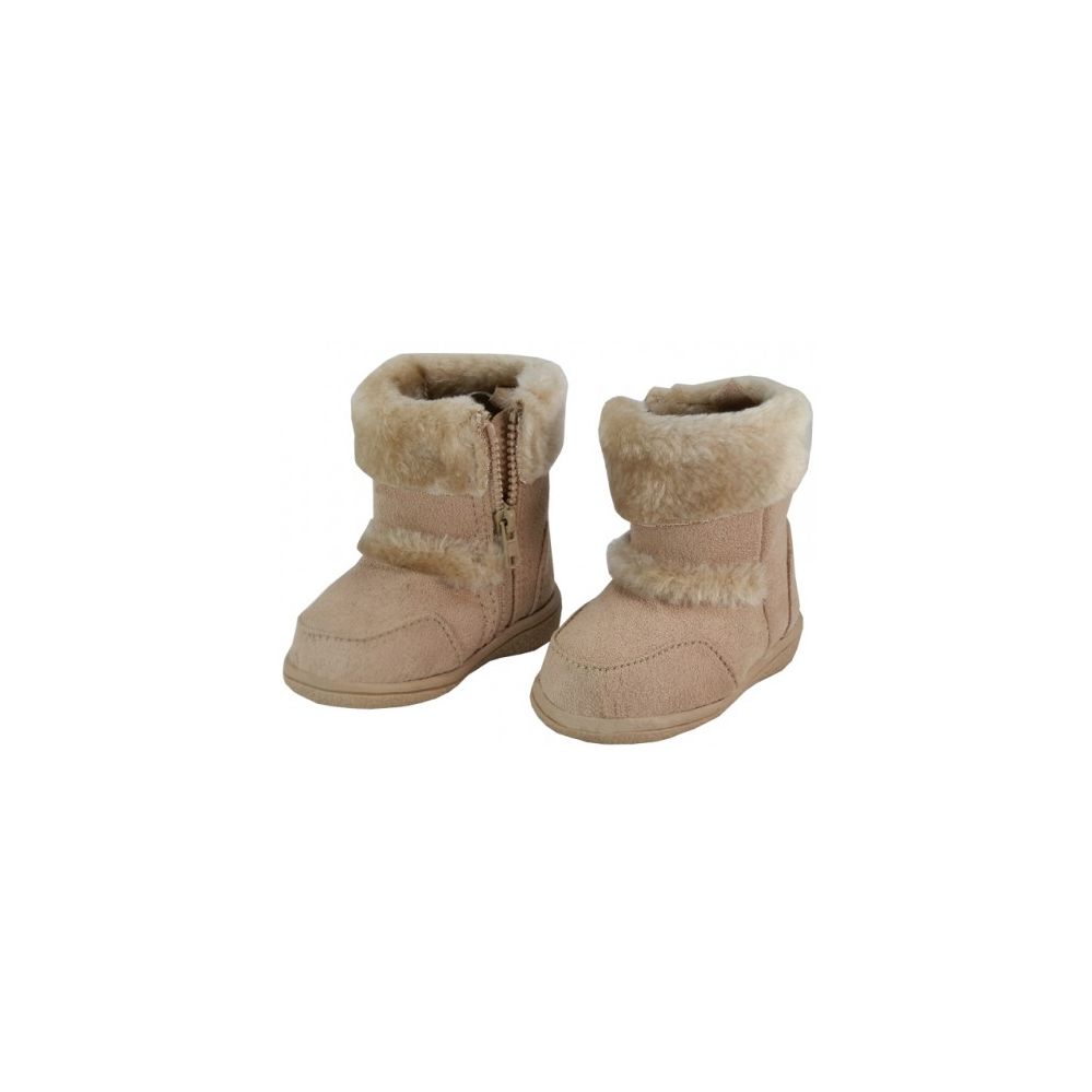 24 Pairs of Wholesale Kids's Winter Boots With Faux Fur Lining And Side ZippeR- Beige