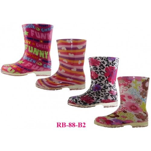 24 Pairs of Wholesale Children's Printed Rain Boots