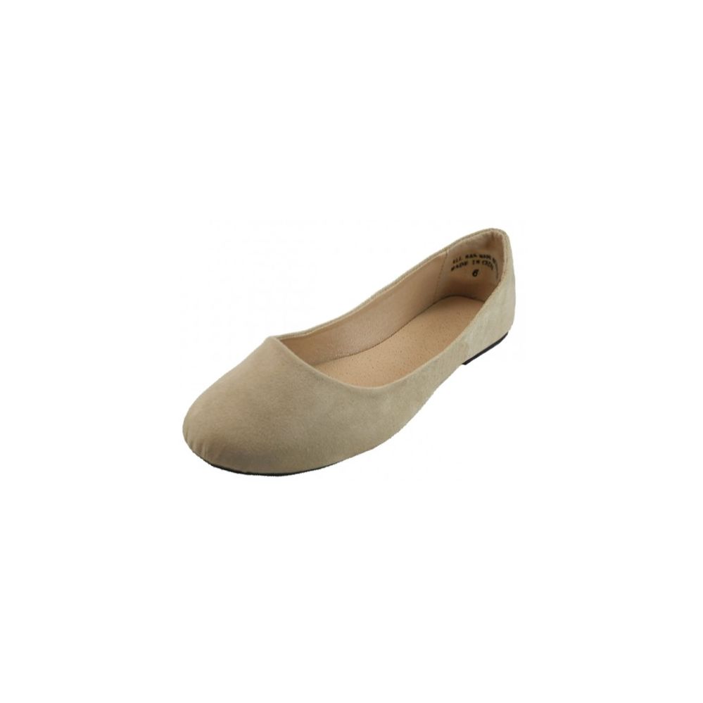 18 Wholesale Women's Micro Suede Ballet Flats Nude Color Only