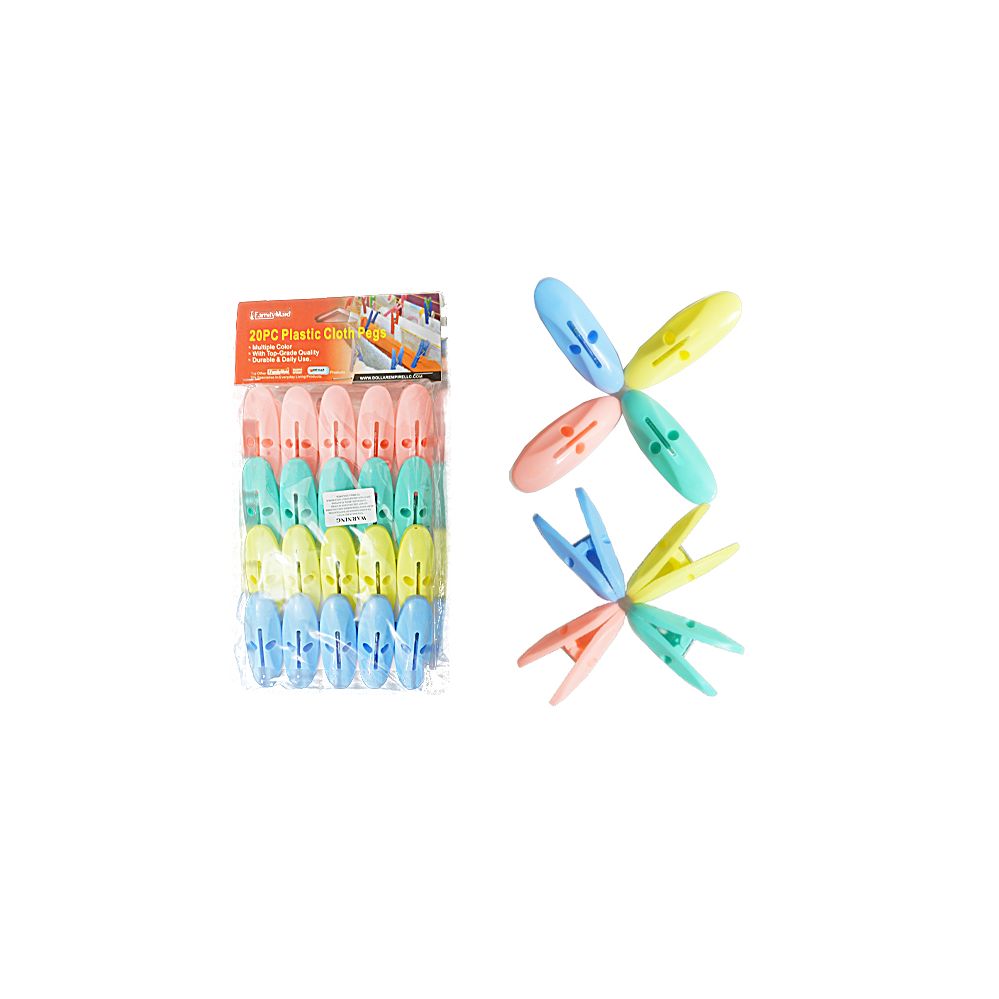96 Pieces of Cloth Pegs 20pc 1"x2.6"" H