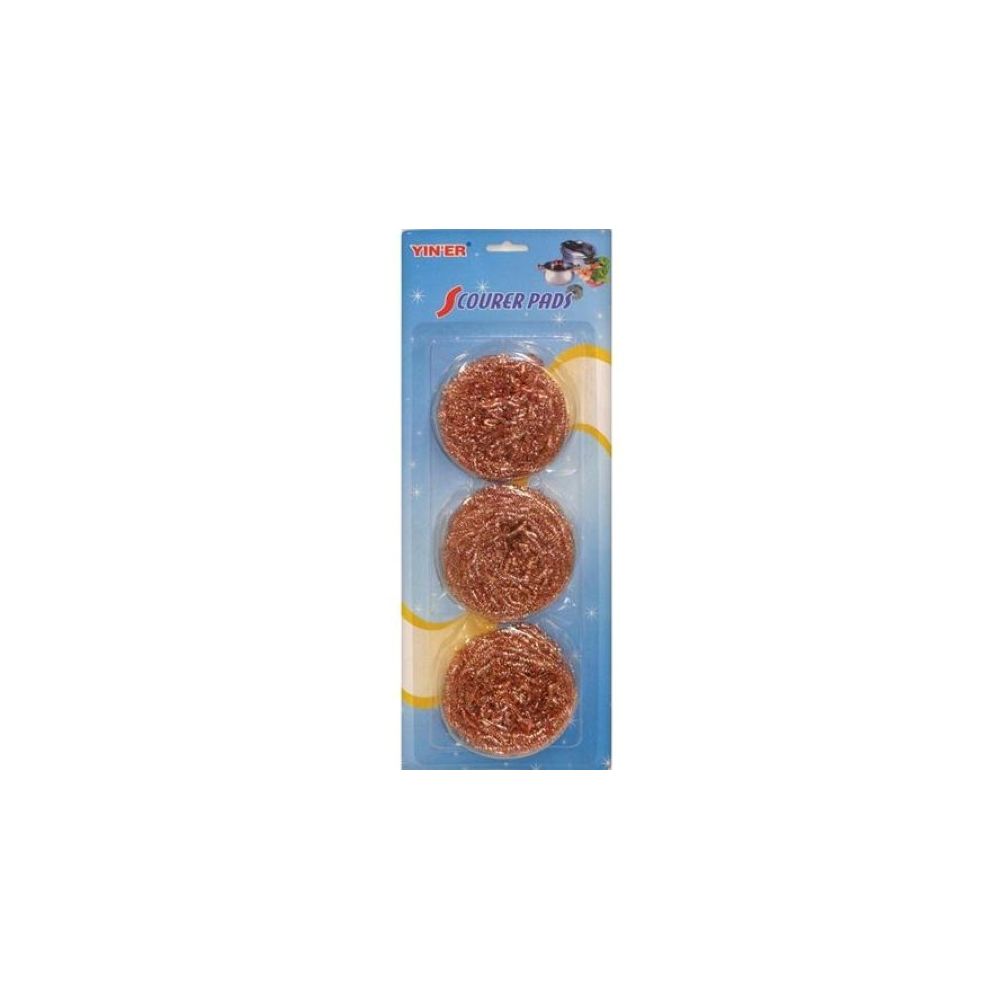 96 Wholesale 3pc Jumbo Scouring Pads Copper Color
