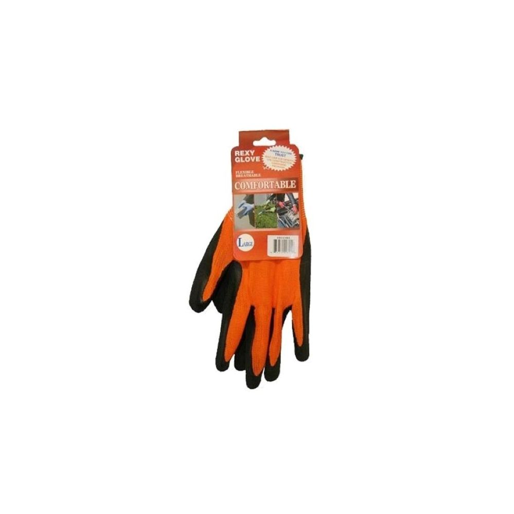 120 Pairs of Bright Orange Poly W Black Latex Glove L